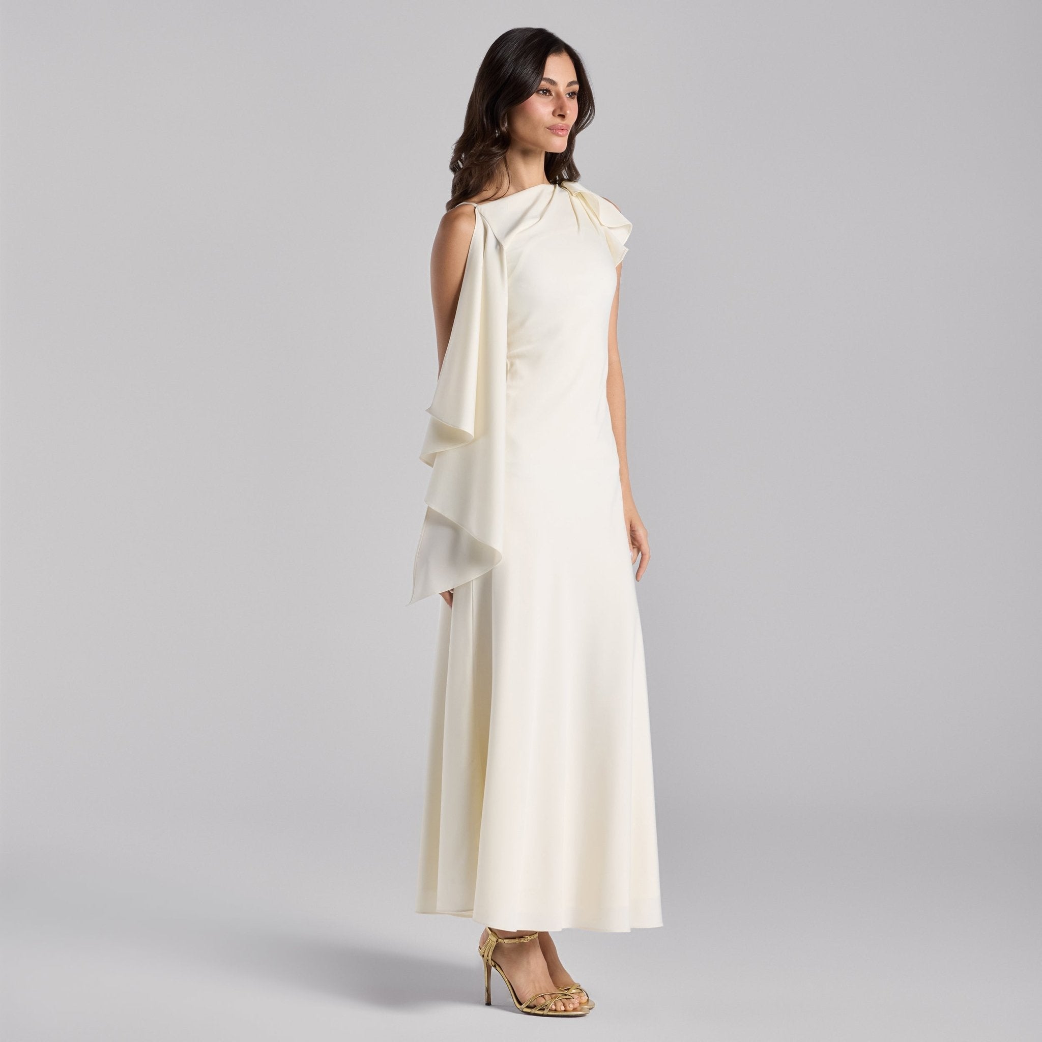 White Low Waist Satin Maxi Dress - shopaleena