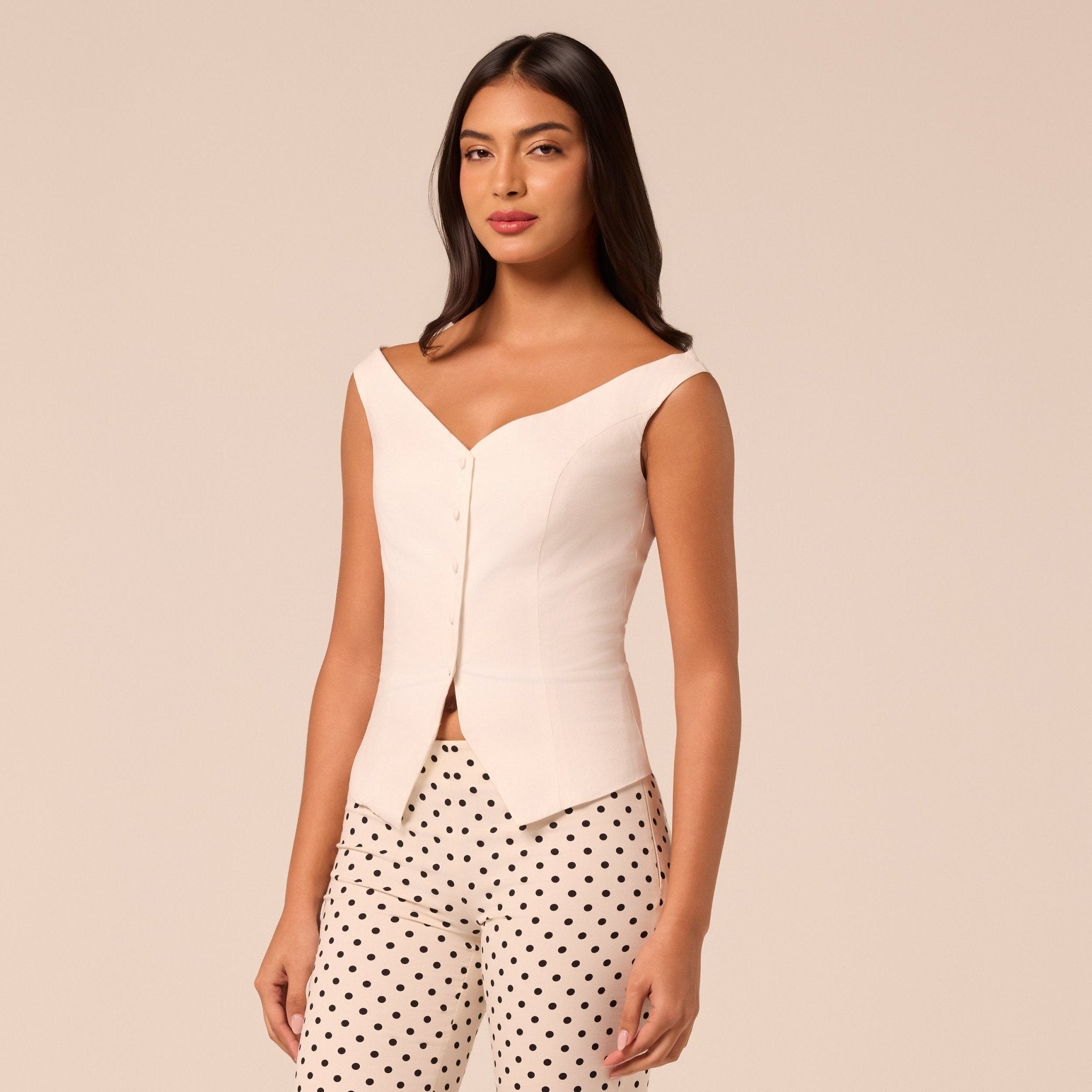 White Off Shoulder Button Top - shopaleena