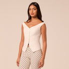 White Off Shoulder Button Top - shopaleena