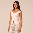 White Off Shoulder Button Top - shopaleena