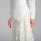 White One - shoulder Crepe Dress With Pleated Skirt - shopaleena