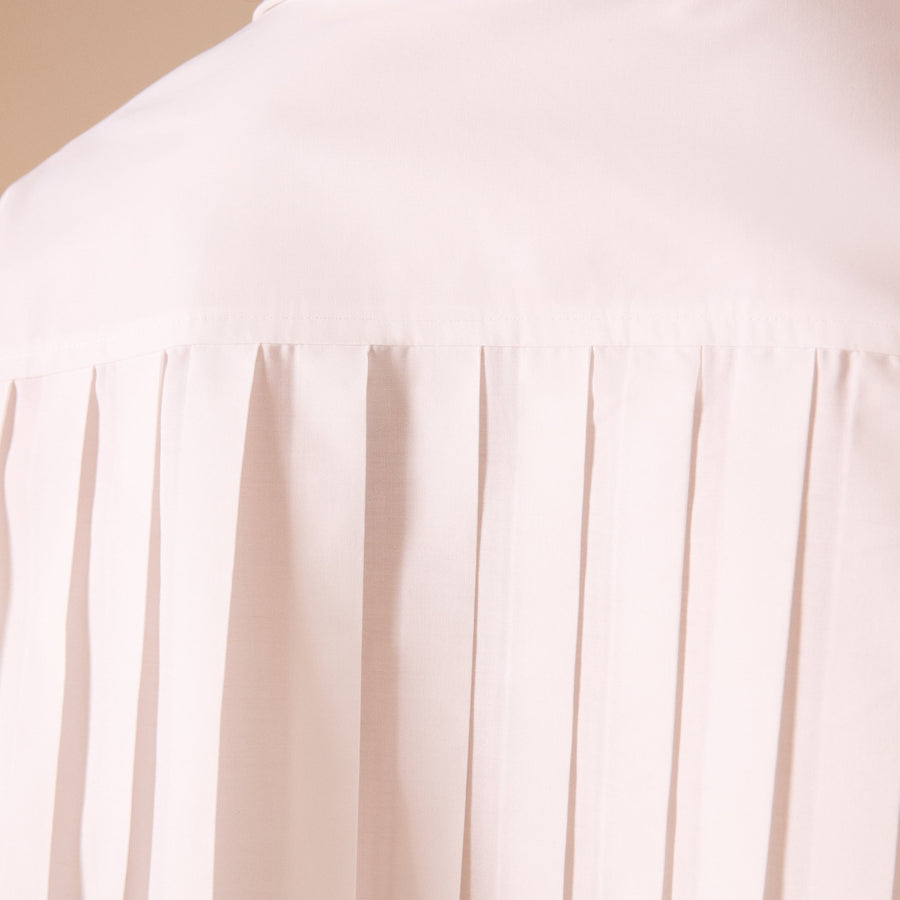 White Pleated Back Shirt - shopaleena