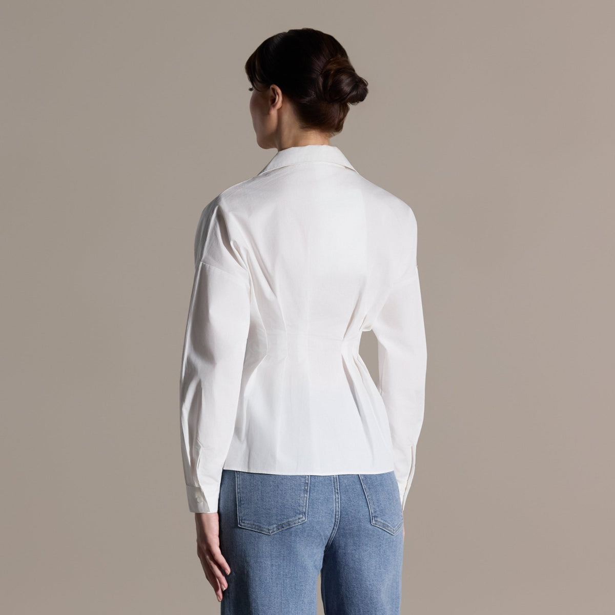 White Pleated Waist Cotton Shirt - shopaleena