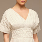 White Poplin Cotton Puffy Sleeve Dress - shopaleena