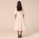 White Poplin Flared Hem Midi Dress - shopaleena