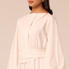 White Poplin Maxi Dress with Pearls - shopaleena
