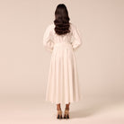 White Poplin Maxi Dress with Pearls - shopaleena