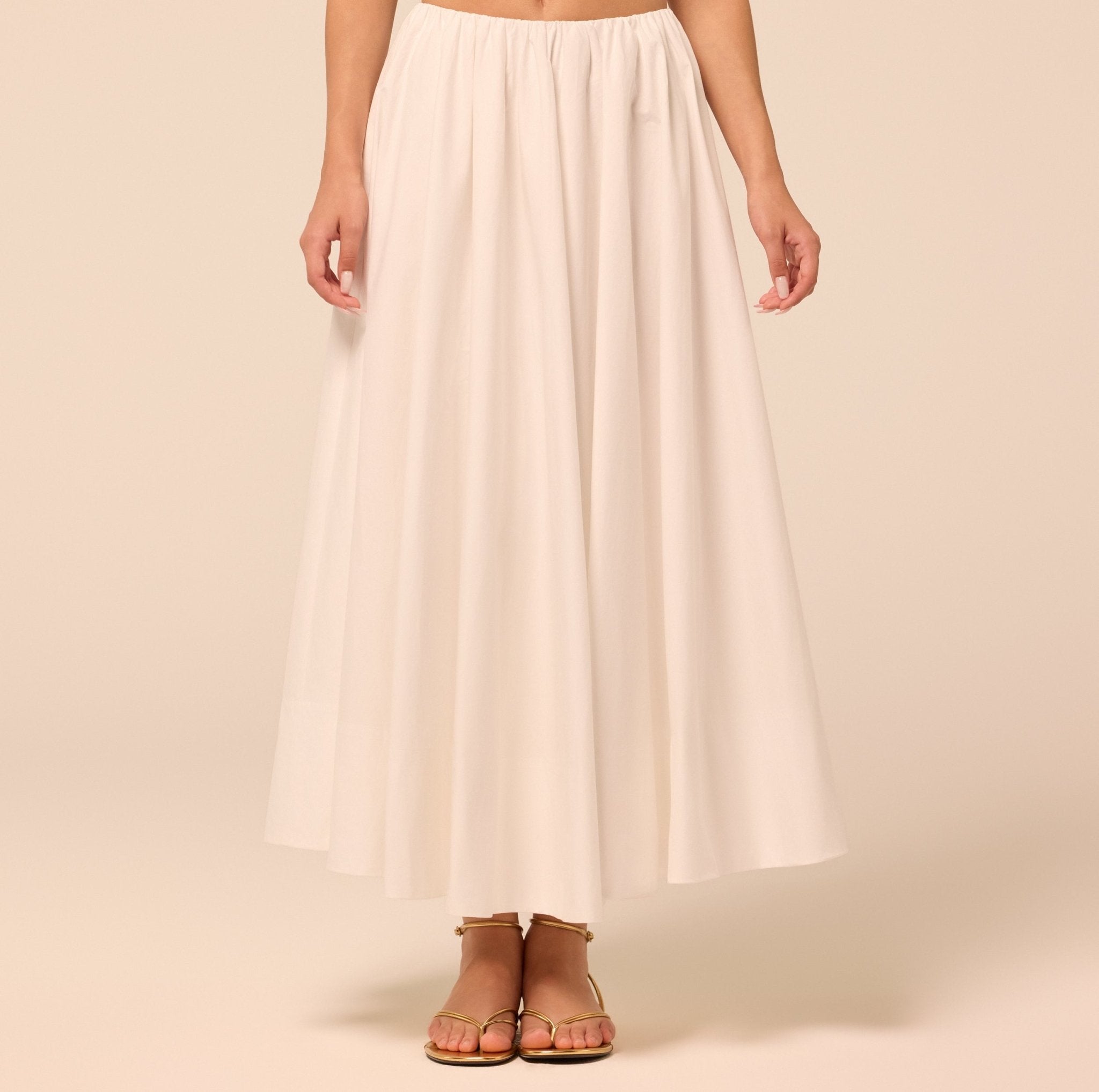 White Poplin Maxi Skirt - shopaleena