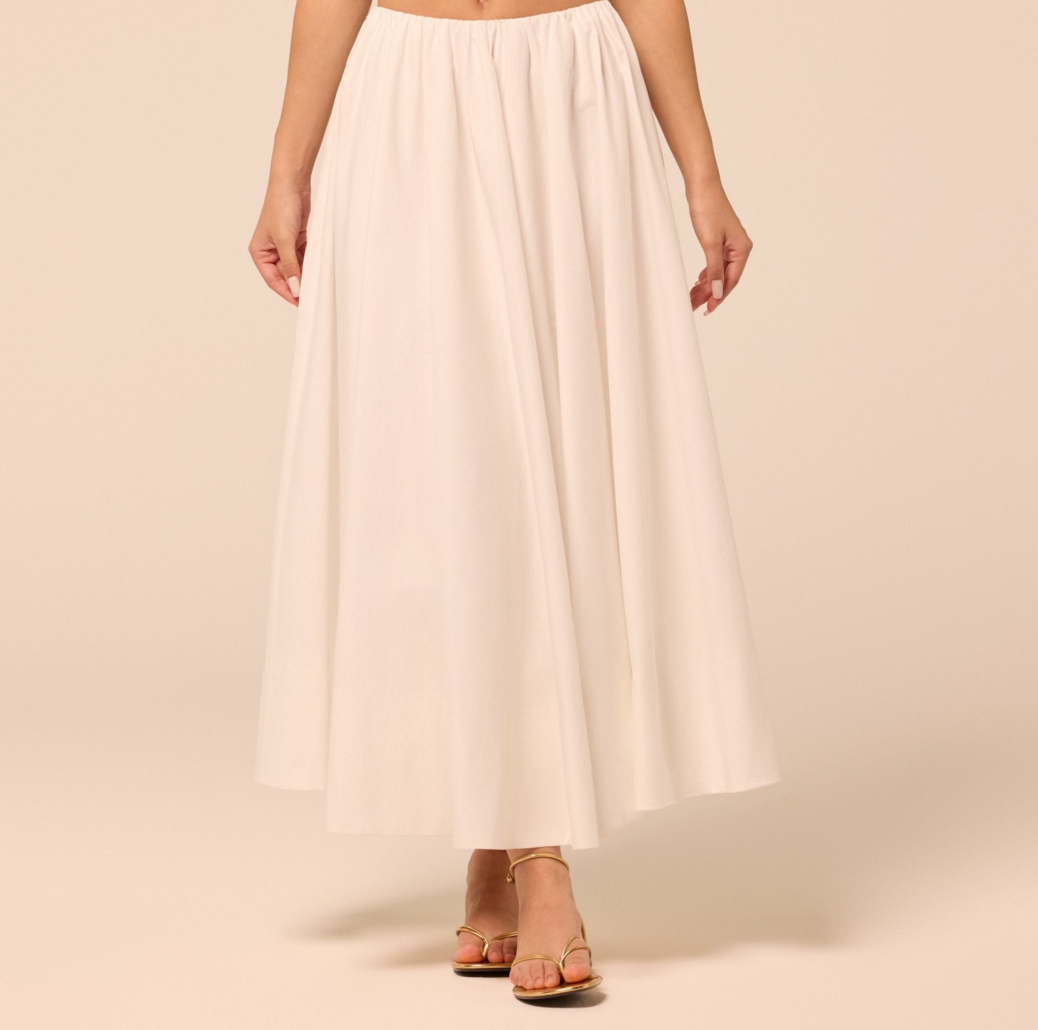 White Poplin Maxi Skirt - shopaleena