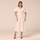 White Puff Sleeve Cotton Midi Dress - shopaleena