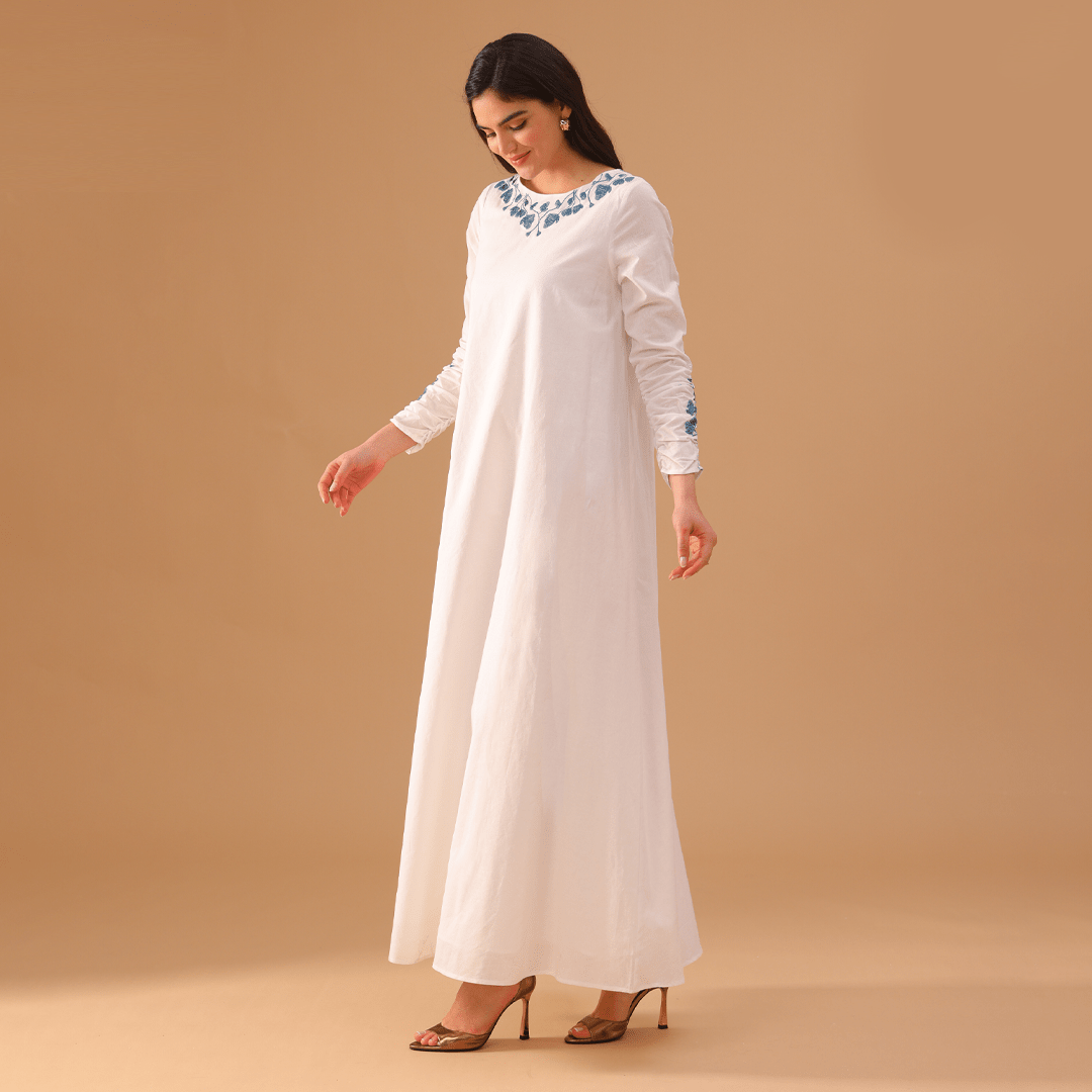 White Remie Dress with A - Line Skirt - shopaleena