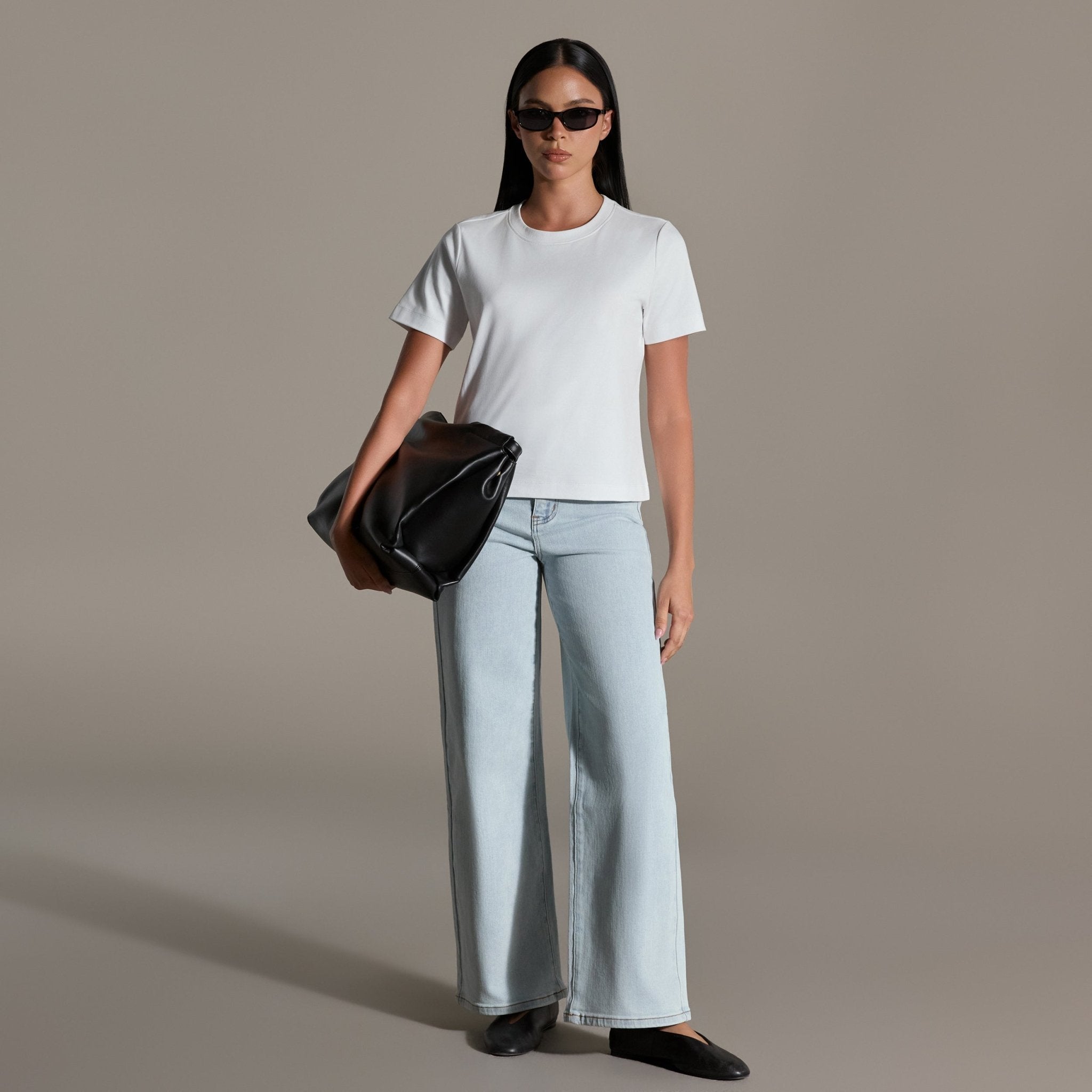 White Round Neck T-Shirt - shopaleena