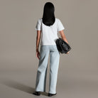 White Round Neck T-Shirt - shopaleena