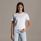 White Round Neck T-Shirt - shopaleena