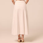 White Ruched Midi Skirt - shopaleena