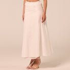 White Ruched Midi Skirt - shopaleena