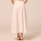 White Ruched Midi Skirt - shopaleena