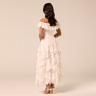 White Ruffle Linen Maxi Dress - shopaleena