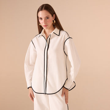 White Shirt Black Lines - shopaleena