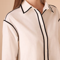 White Shirt Black Lines - shopaleena