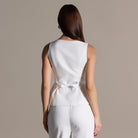 White Sleeveless Boat Linen Top - shopaleena