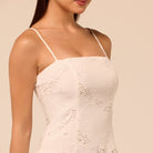 White Spaghetti Strap Floral Lace Midi Dress - shopaleena