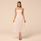 White Spaghetti Strap Floral Lace Midi Dress - shopaleena