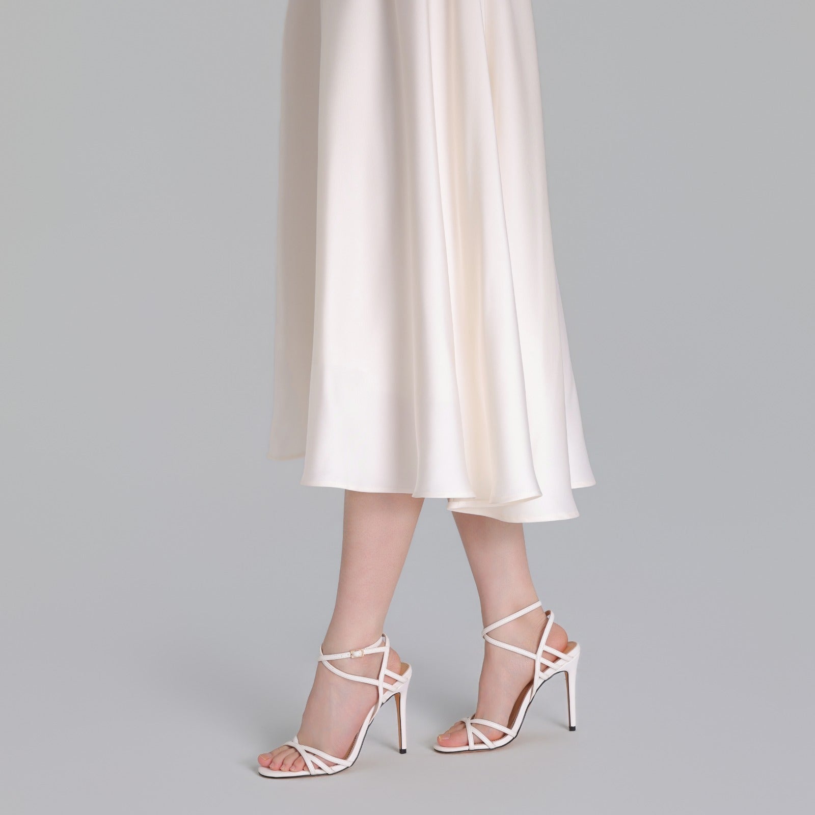 White Strappy High Heel Sandals - shopaleena