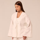 White Tie-Front Cotton-Linen Shirt - shopaleena