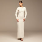 White Twist Neck Crepe Dress - shopaleena