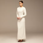 White Twist Neck Crepe Dress - shopaleena