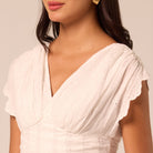 White V-Neck Lace-Trim Cotton Top - shopaleena
