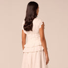 White V-Neck Lace-Trim Cotton Top - shopaleena