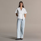 White V-Neck Wrap Blouse - shopaleena