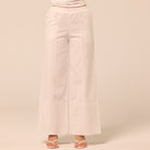White Wide Leg Cotton-Linen Pants - shopaleena