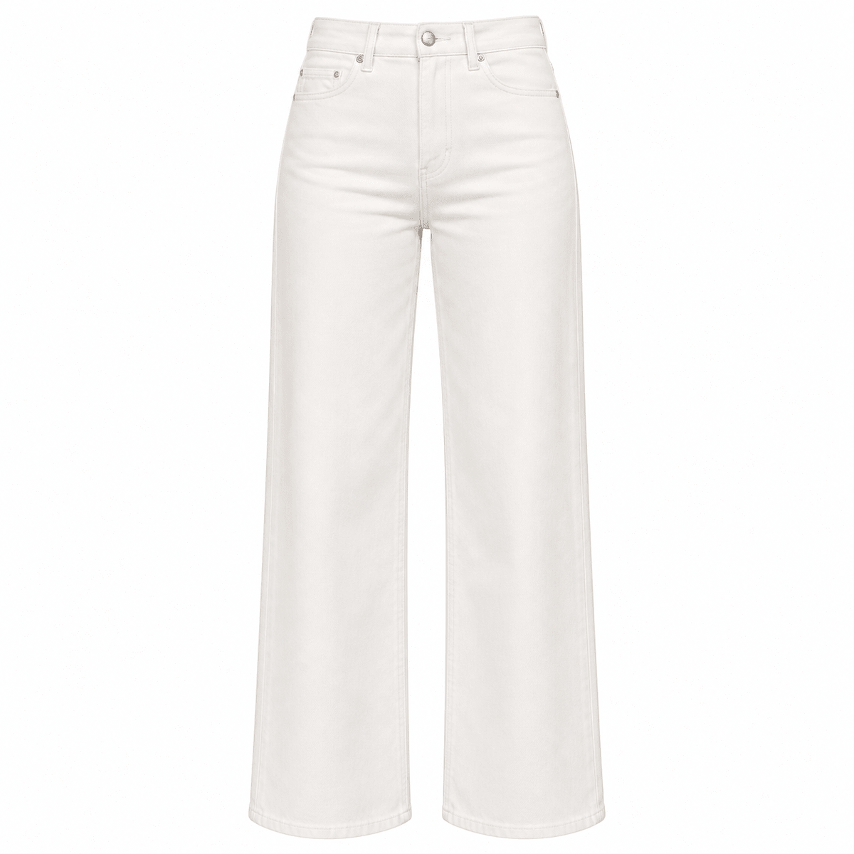 White Wide Leg Jeans - shopaleena