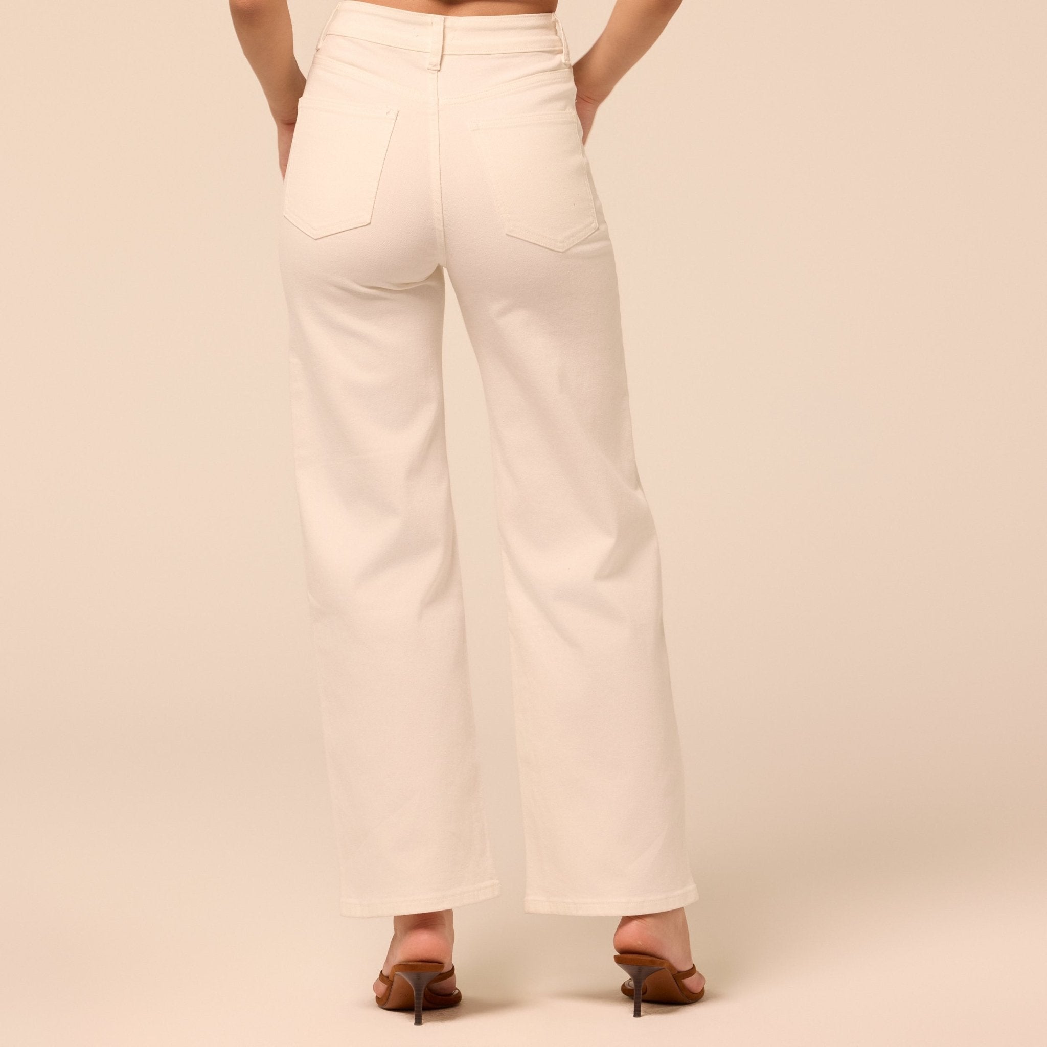 White Wide Leg Jeans - shopaleena