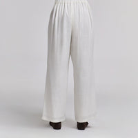 White Wide Leg Pants with Lining - shopaleena