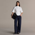 White Wide Short-Sleeve Cotton Shirt - shopaleena