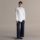 White Wrap Waist Cotton Shirt - shopaleena