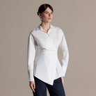 White Wrap Waist Cotton Shirt - shopaleena
