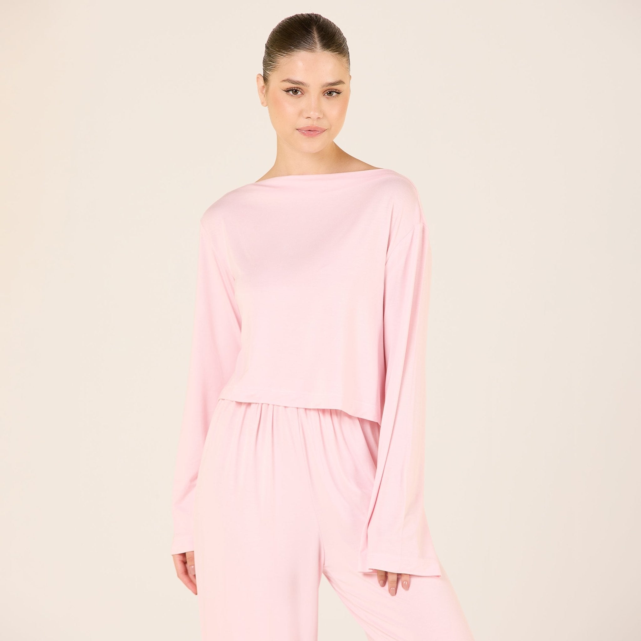 Wide Fit Bamboo Boat Neckline Top - shopaleena