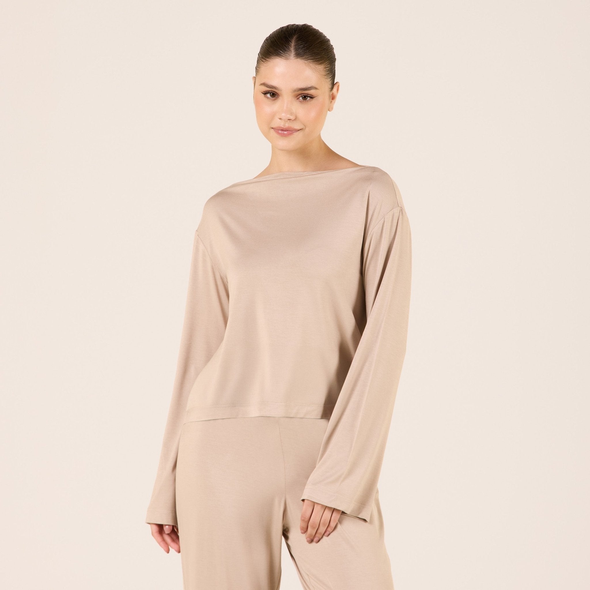 Wide Fit Bamboo Boat Neckline Top - shopaleena