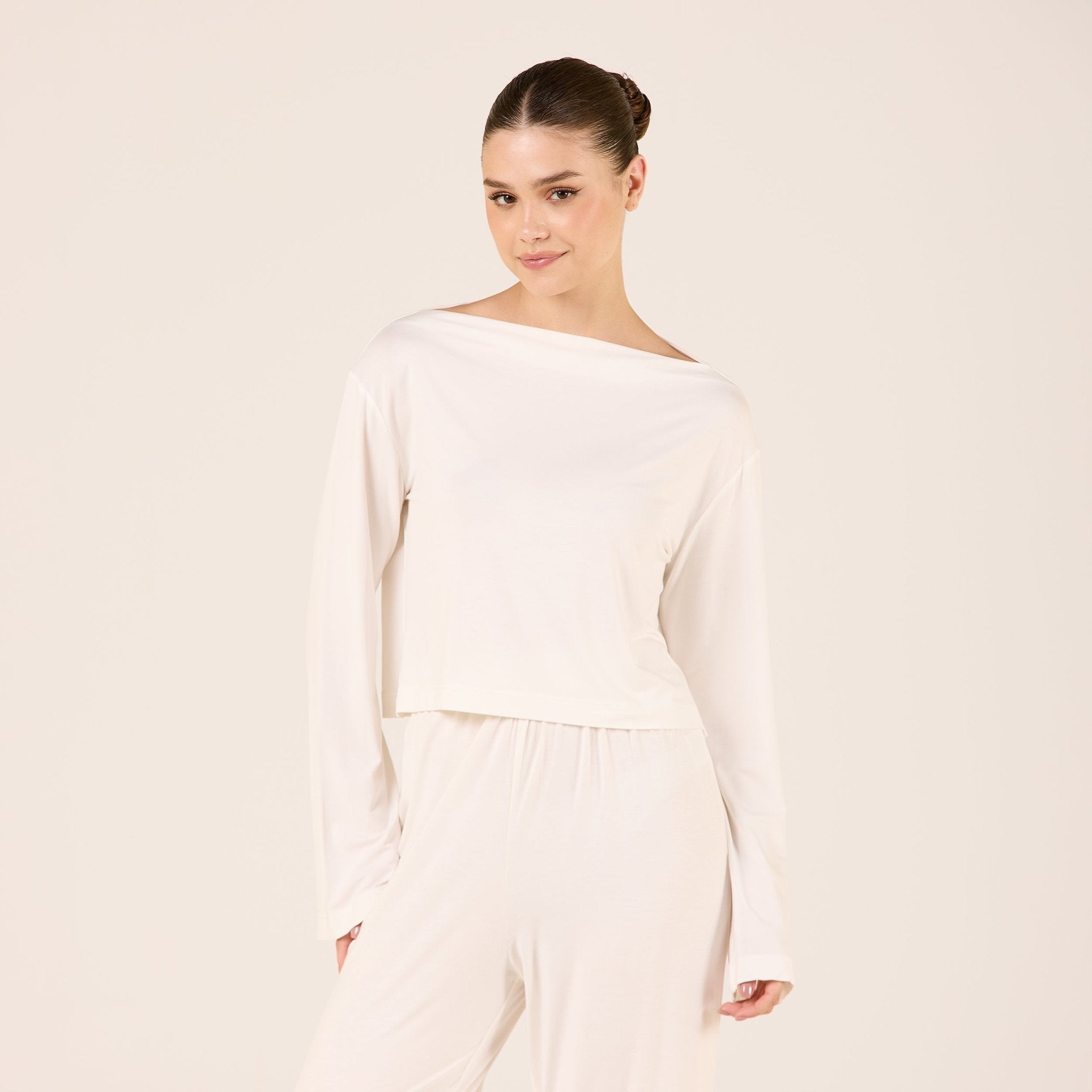 Wide Fit Bamboo Boat Neckline Top - shopaleena