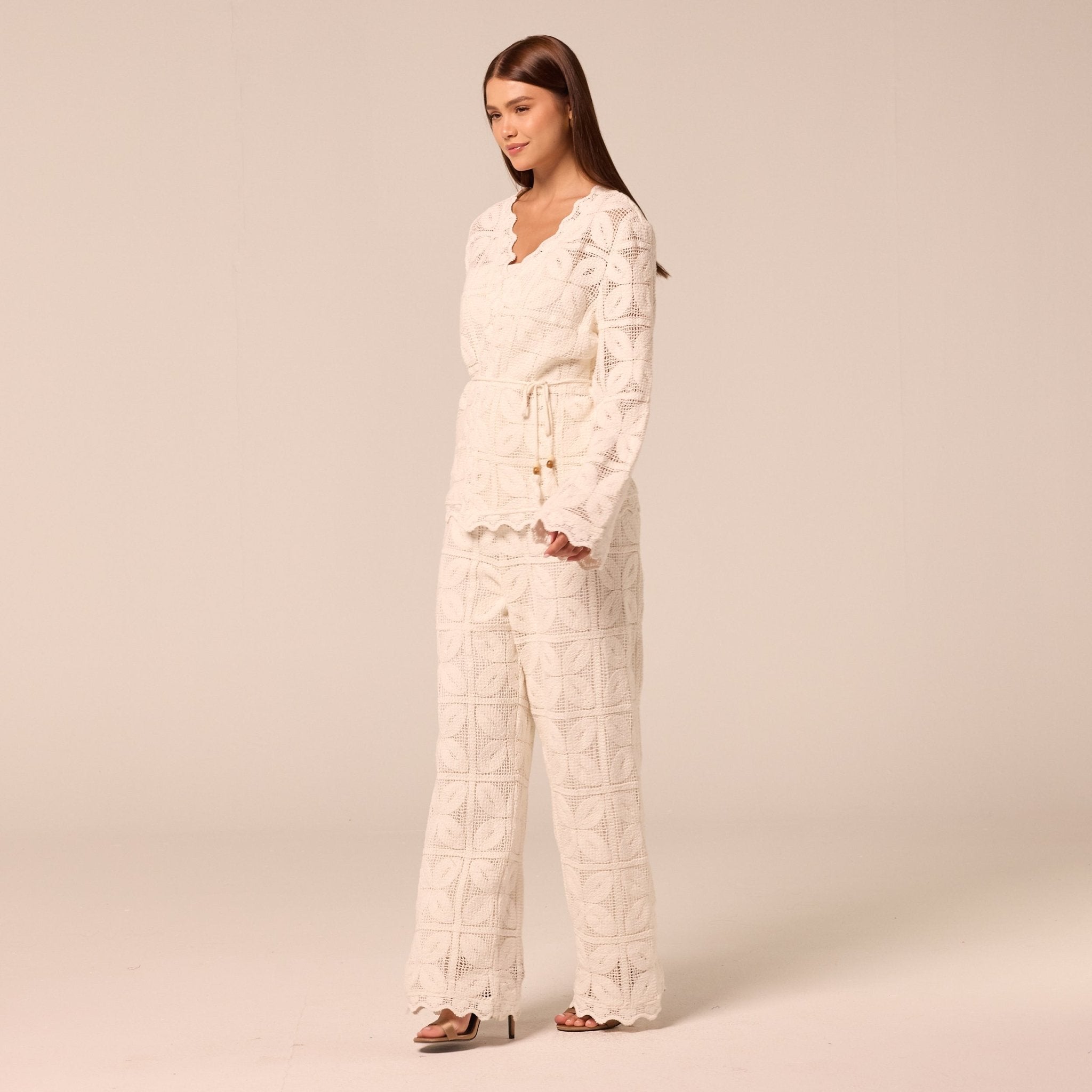 Wide Leg Crochet Pants - shopaleena