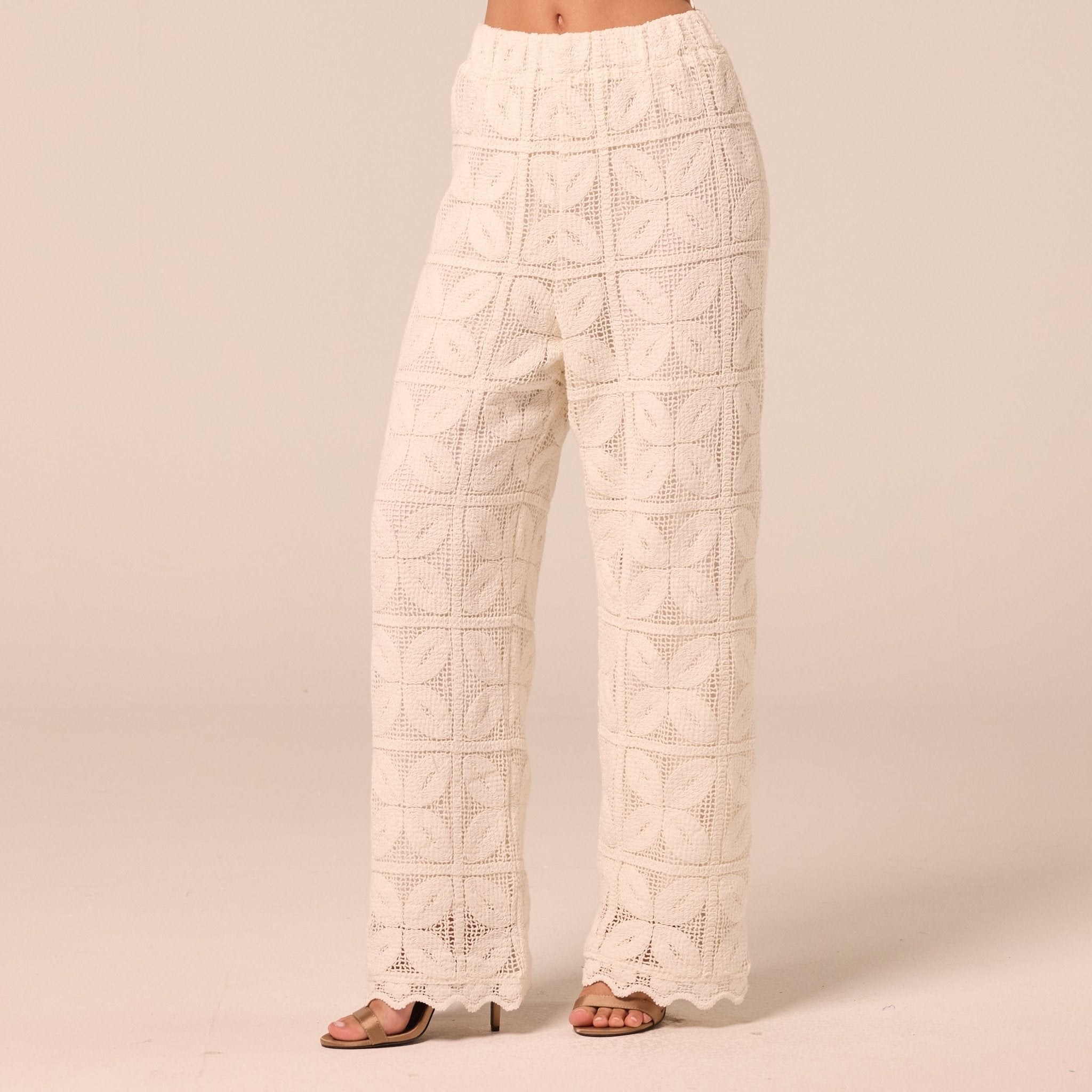 Wide Leg Crochet Pants - shopaleena