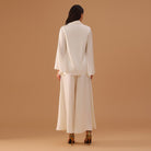 Wide - Leg High - Waist Pants in Ivory - shopaleena