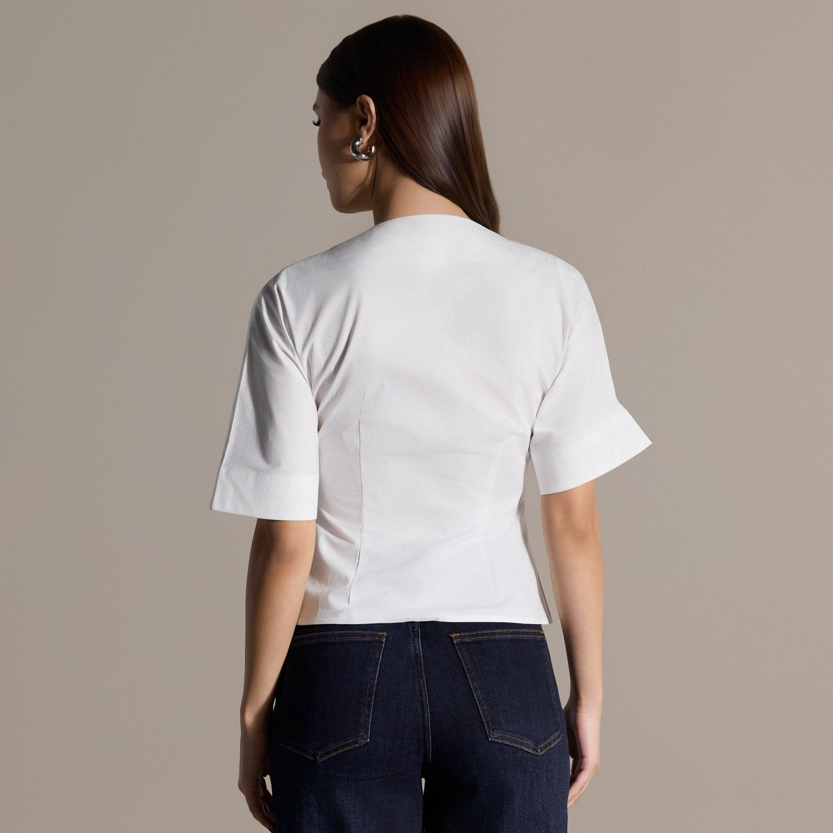 Wide Short-Sleeve Cotton Shirt - shopaleena