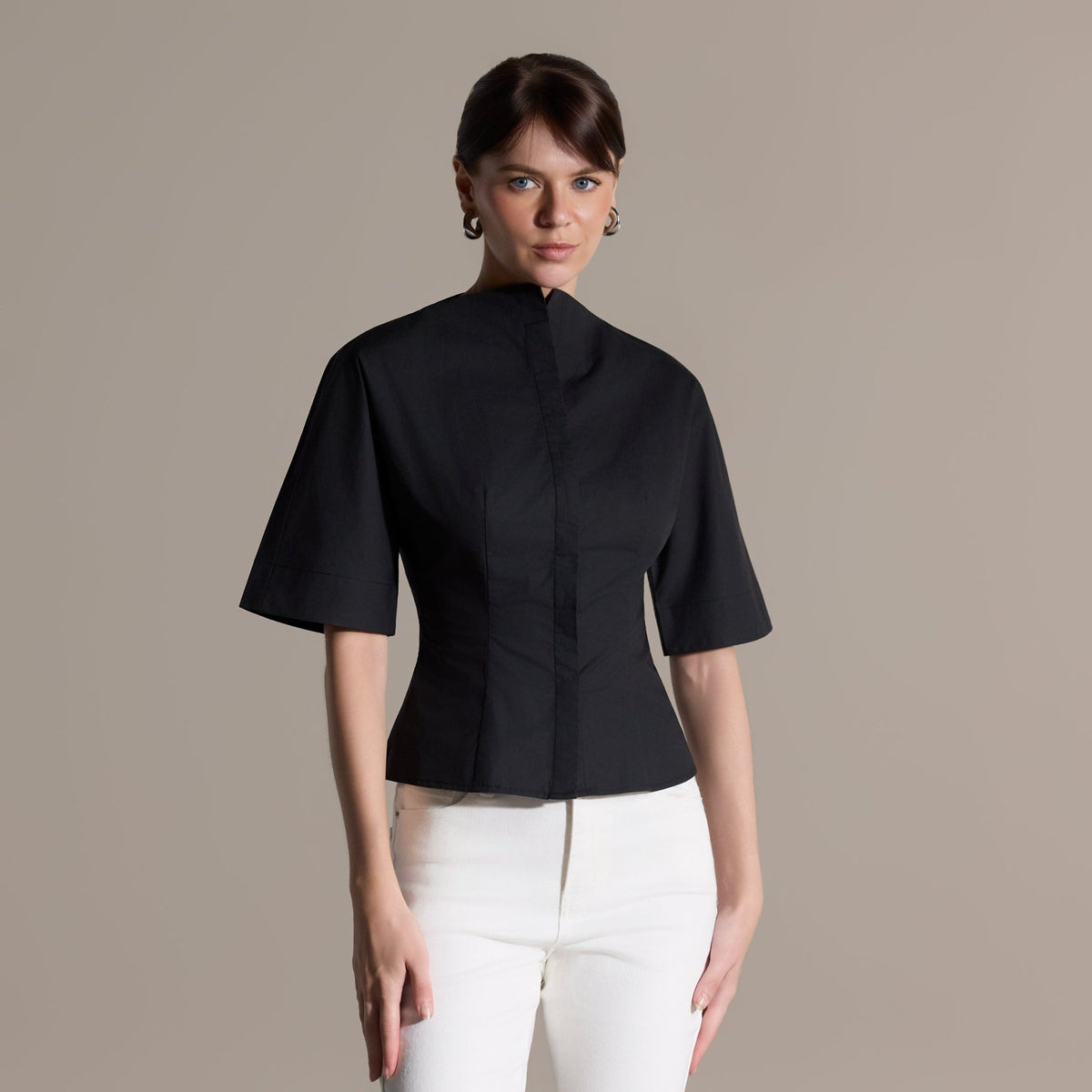 Wide Short-Sleeve Cotton Shirt - shopaleena