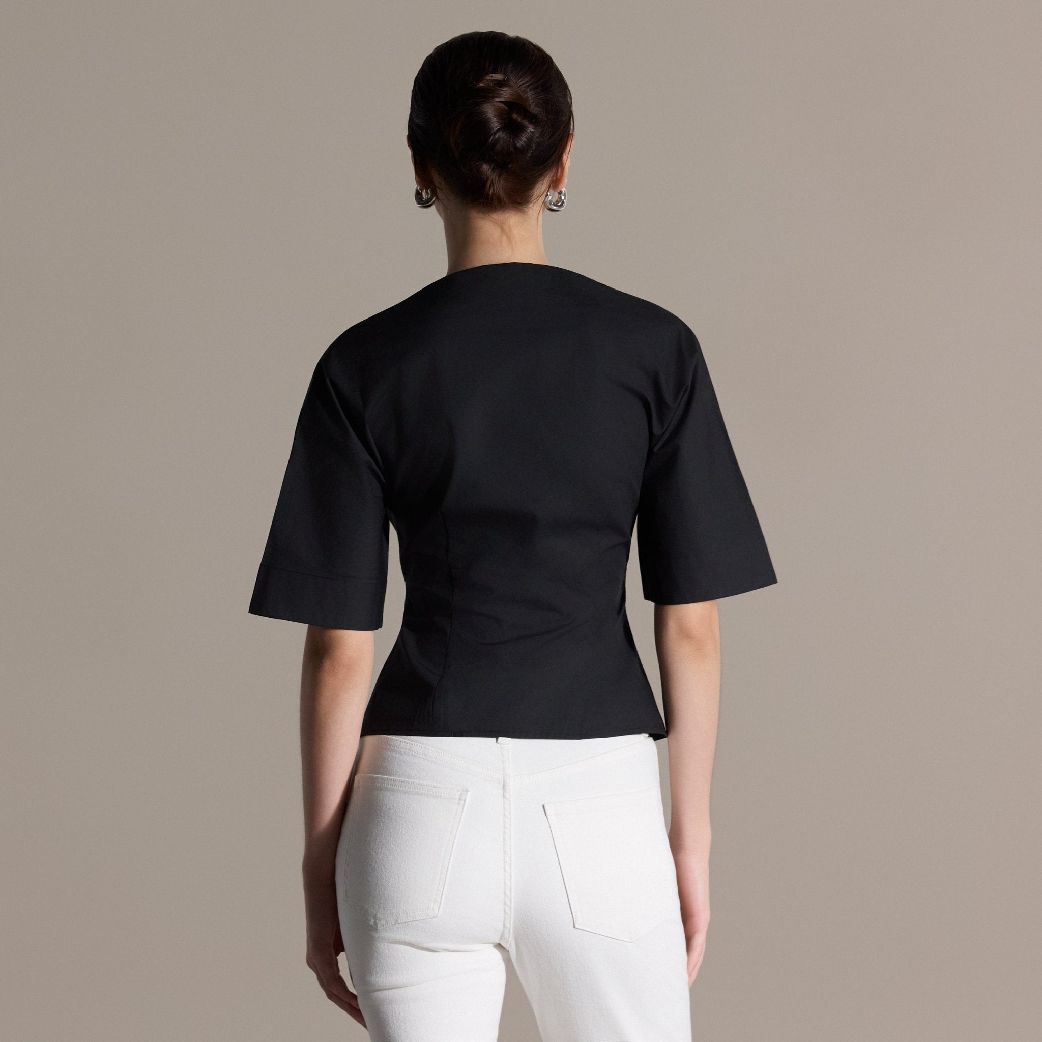 Wide Short-Sleeve Cotton Shirt - shopaleena